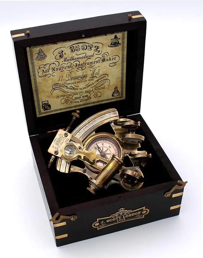 Handmade Astrolabe Brass Sextant inbuild Compass