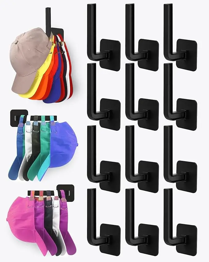 Hat Rack for Hat Storage, Strong Adhesive Hat Hooks for Wall Hat Organizer for