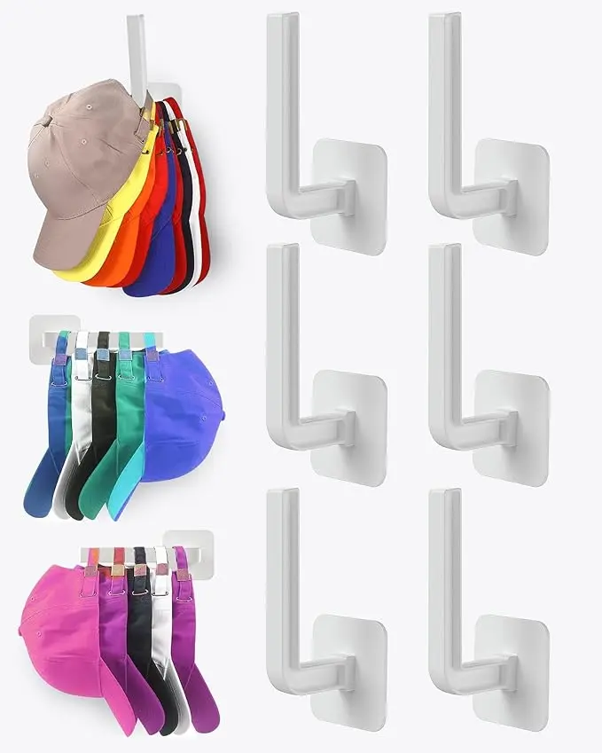 Hat Rack for Hat Storage, Strong Adhesive Hat Hooks for Wall Hat Organizer for