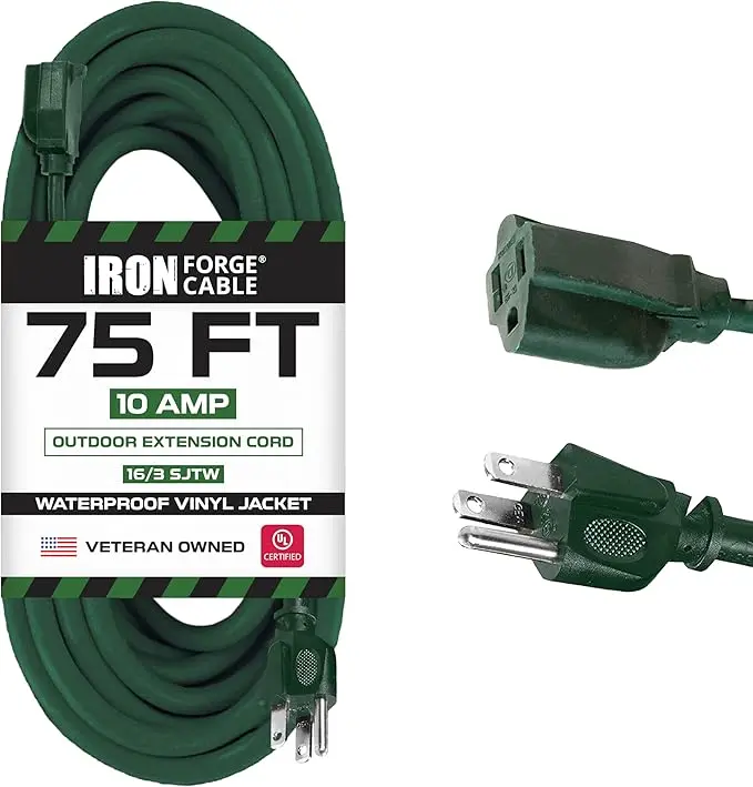 Iron Forge Cable Weatherproof 75 Ft Outdoor Extension Cord