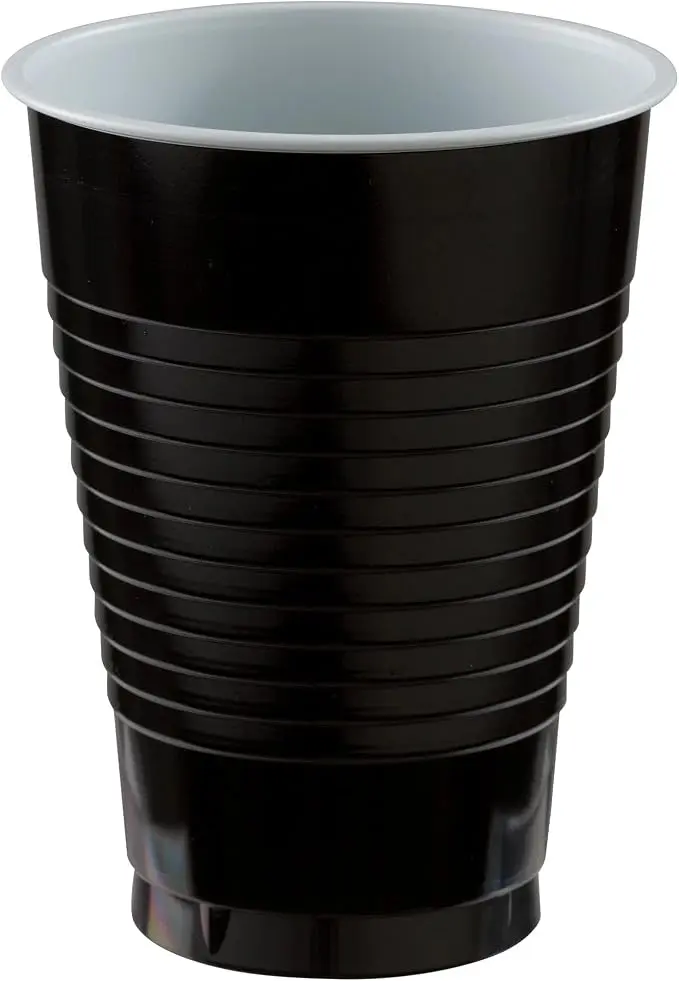 Jet Black Plastic Cups - 12 oz. - Versatile Drinkware