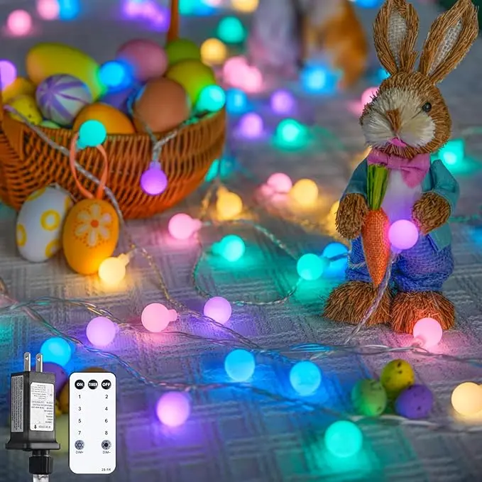 JMEXSUSS 100 LED Connectable Easter Lights String Indoor, 33 ft Globe String