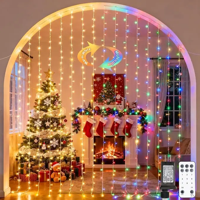 JMEXSUSS 300LED Dual Color Changing Curtain Lights