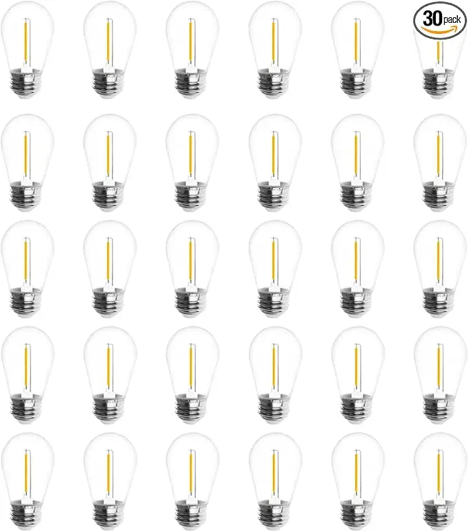 Jslinter 30-Pack LED String Light Bulbs Replacement, 1W E26 Vintage Bulbs