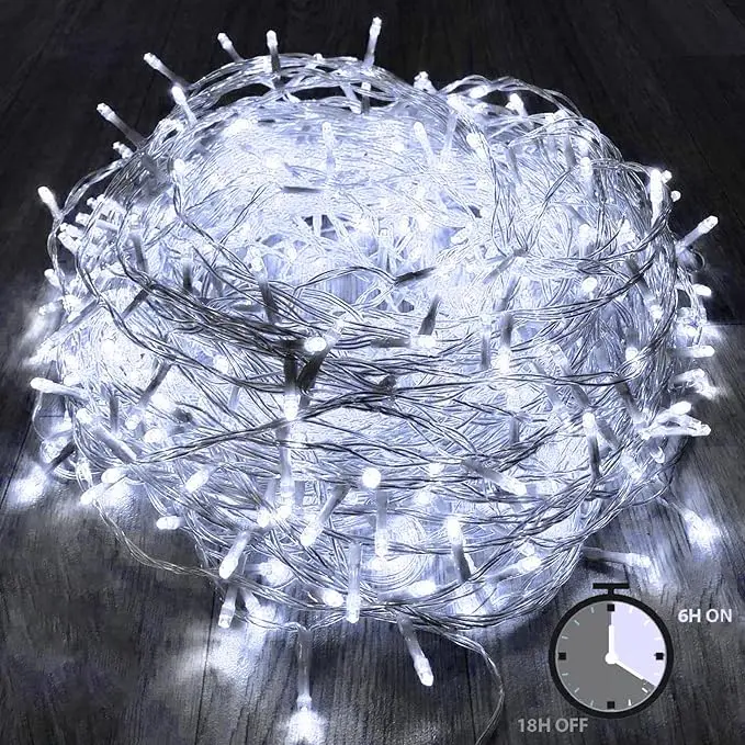 KAQ 115FT 300LED Timer Function Cool White Christmas String Lights,
