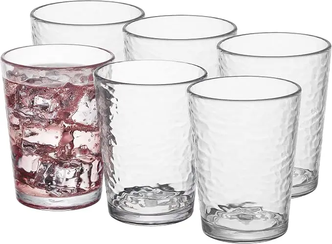 KLIFA- NICE- 14.7 ounce, Acrylic Tumbler Drinking Glasses Set, Stackable