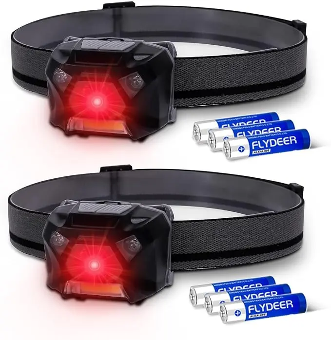 KunHe 2 Pack Red Light Headlamp Red White Light Suitable