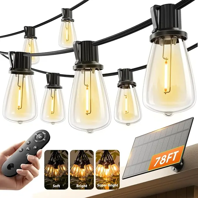 KYY 78FT Solar String Lights Outdoor