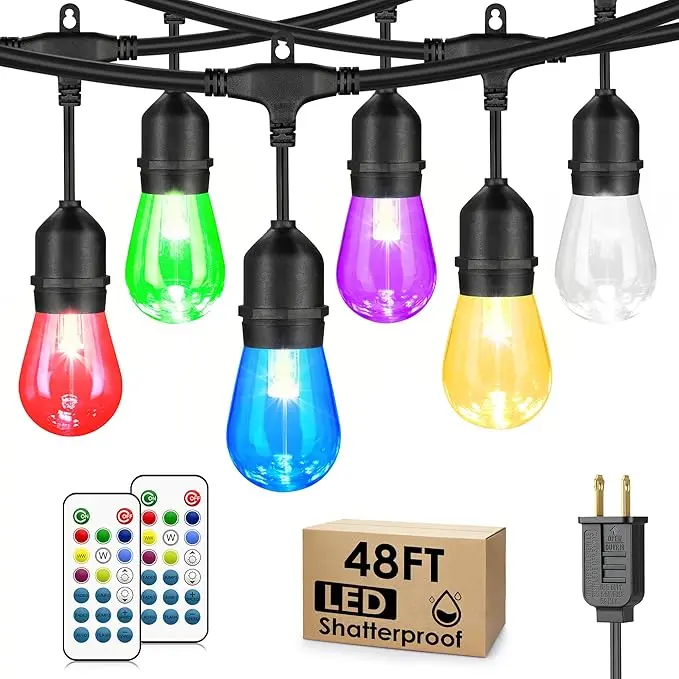 Larkvue 48FT RGBW Outdoor String Lights