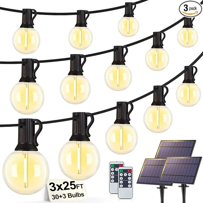 Larkvue 75FT Solar String Lights Outdoor