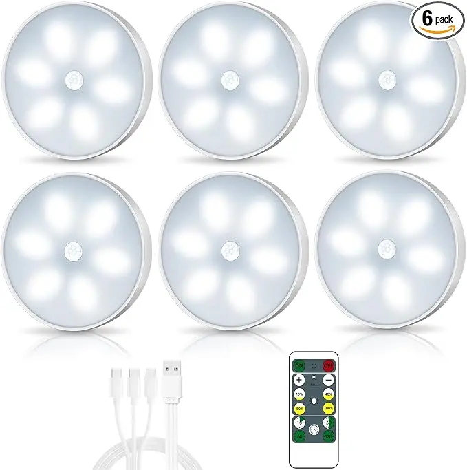 LED Closet Lights Wireless Motion Sensor Puck Light, Newest Version USB
