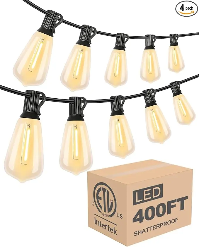 Lightdot 400FT Outdoor String Lights, LED Bistro String Lights