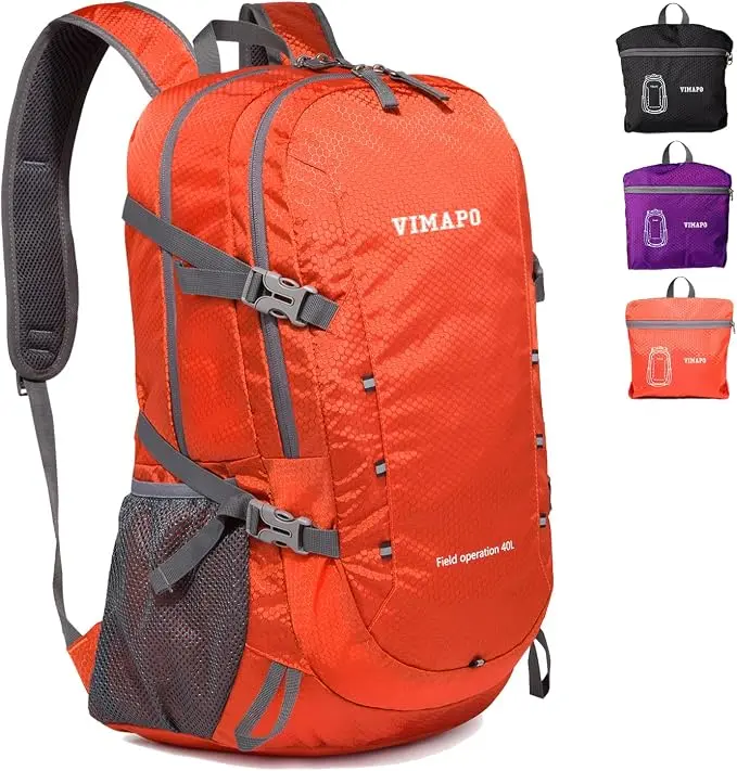 Lightweight Foldable Hiking Backpack 40L, Ripstop Nylon Packable Travel Daypack