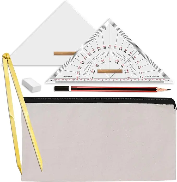 Liquidraw Marine Navigation Divider Universal Nautical Protractor Set Square