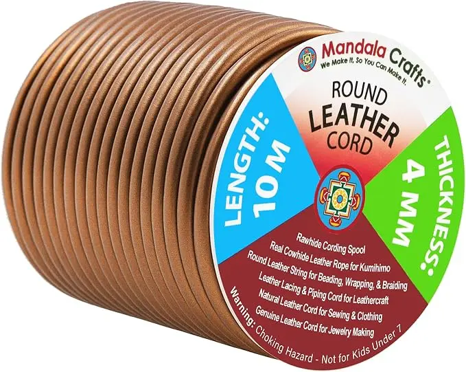Mandala Crafts Round Genuine Bronze Leather Cord