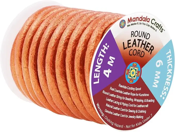 Mandala Crafts Round Genuine Copper Leather Cord
