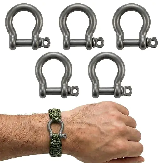 Matte Grey 5/32" Bow Shackle, 5 Pack