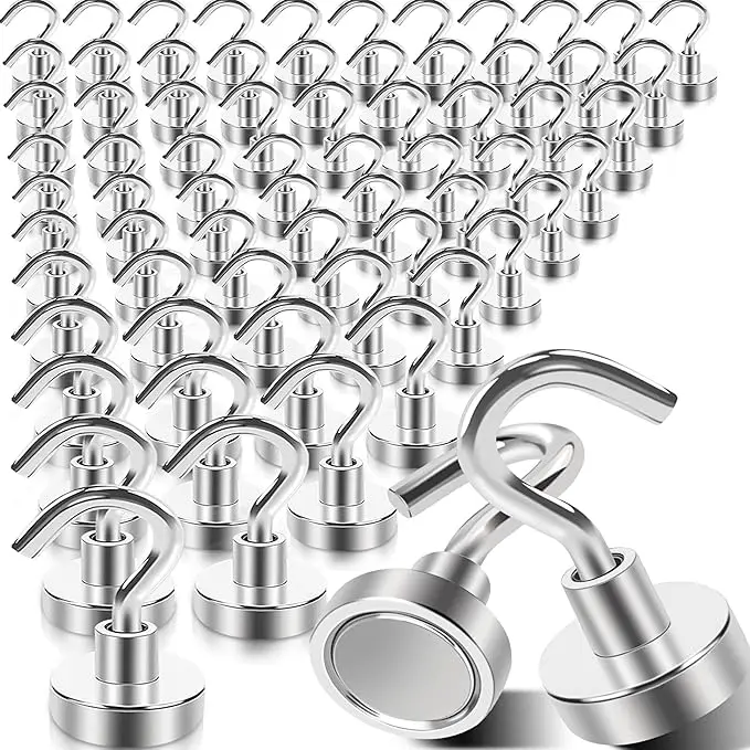 MIN CI 68Pack Super Strong Magnetic Hooks, 25lbs Heavy Duty Magnetic Hook