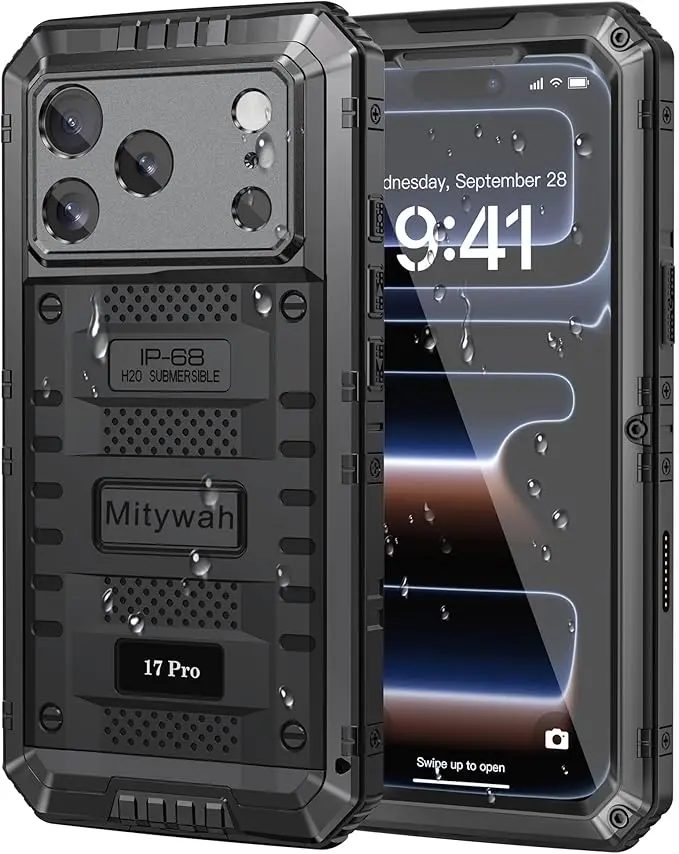 Mitywah Waterproof Case for iPhone 17 Pro, Rugged Metal Case