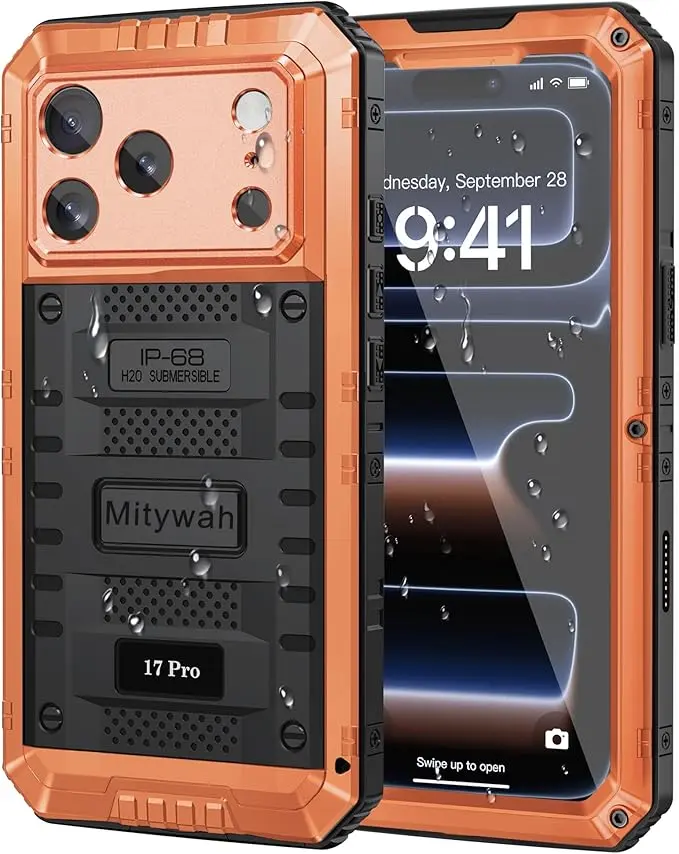 Mitywah Waterproof Case for iPhone 17 Pro, Rugged Metal Case