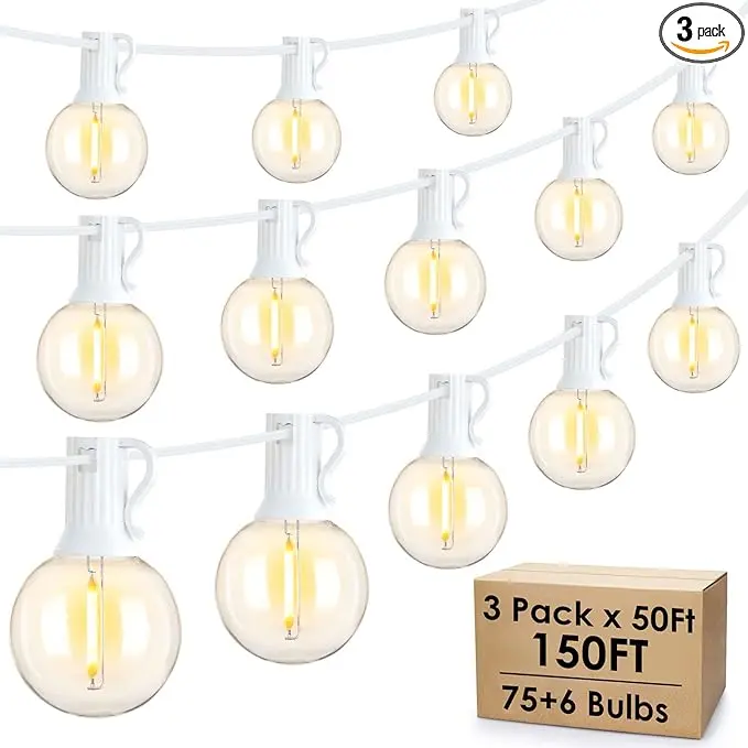 Mlambert 150Ft Outdoor String Lights, Connectable G40 Globe Patio Lights