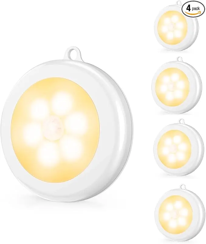 Mlambert 4 Pack Motion Sensor LED Night Light, Cordless Battery-Powered