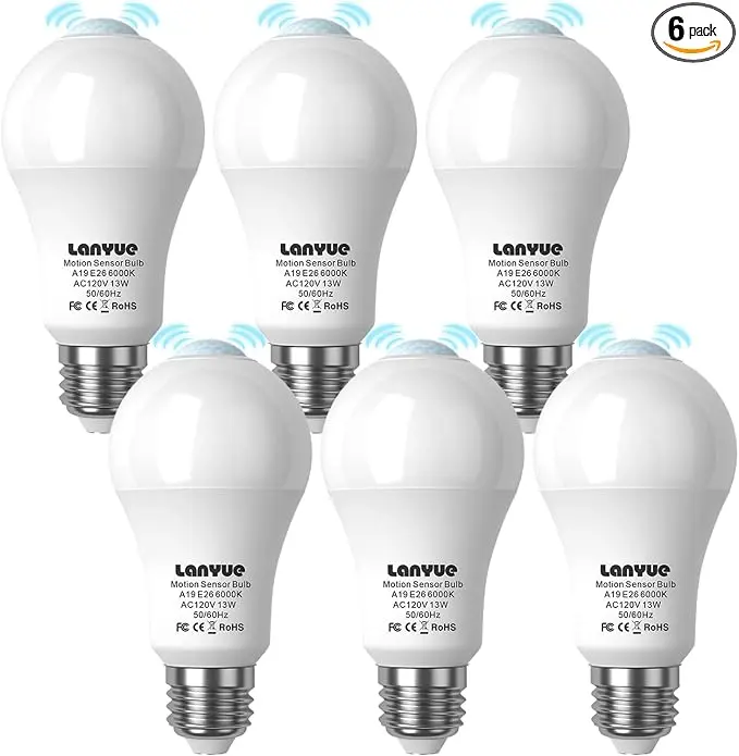 Motion Sensor Light Bulb, Activated Detector Light Bulb Indoor, Dusk to Dawn