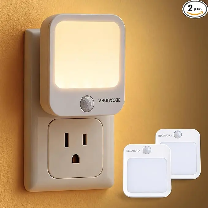 Motion Sensor Night Light Plug in, Dimmable Warm White Motion Activated LED