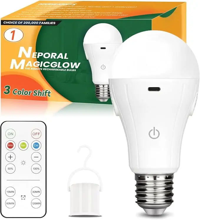 Neporal MagicGlow Rechargeable Light Bulbs