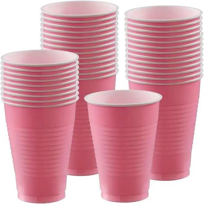 New Pink Plastic Cups - 12 oz. - Versatile Drinkware