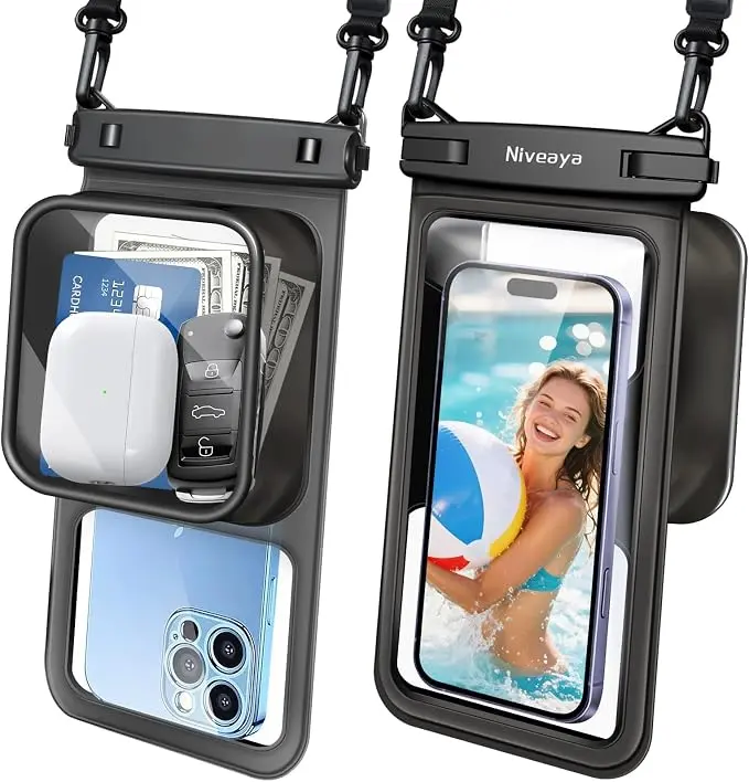 Niveaya [Floatable Floating Waterproof Phone Pouch 2 Pack-Up to 8.5", Large