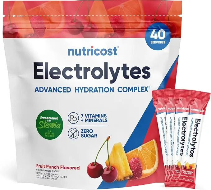 Nutricost Electrolytes Complex, Fruit Punch Flavored, 40 Stickpacks