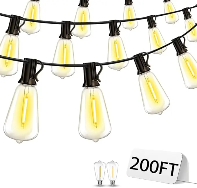 Outdoor Patio String Lights 200ft