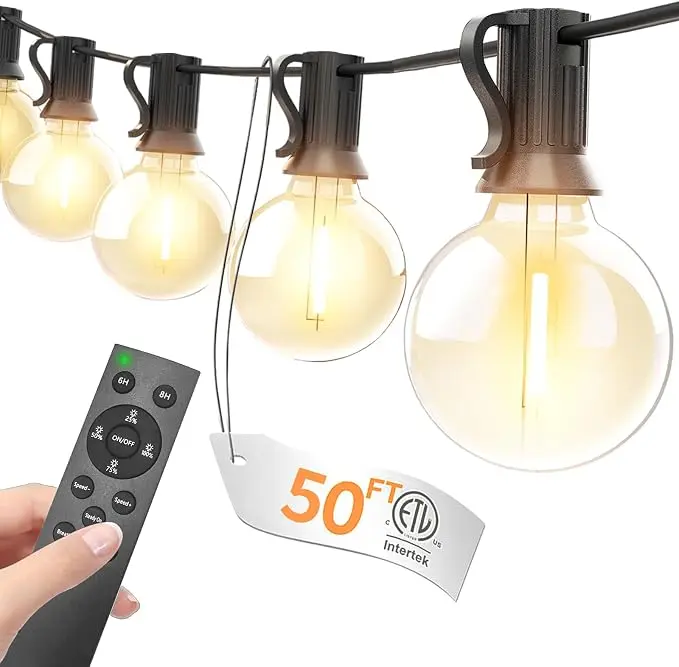 Outdoor String Lights with Remote 50FT