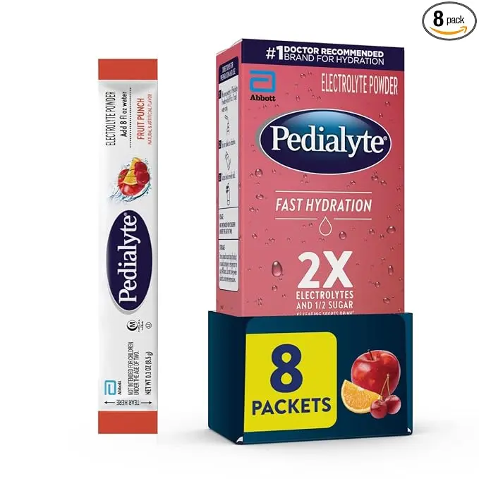 Pedialyte Fast Hydration Electrolyte Powder Packets, Fruit Punch, Hydration