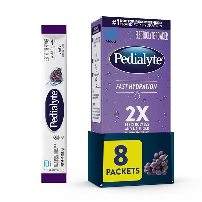 Pedialyte Fast Hydration Electrolyte Powder Packets, Hydration Drink, 8