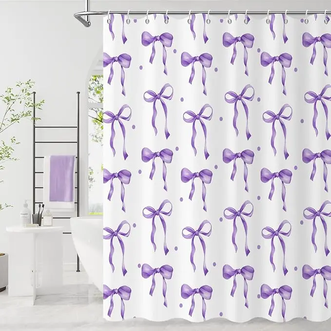 Purple Bow Shower Curtain
