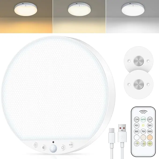 Rechargeable 6W Motion Sensor Ceiling Light Indoor, No Wiring & Magnetic