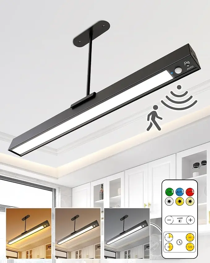 Rechargeable Motion Sensor Ceiling Light, Full Metal Pendant Lights, Battery