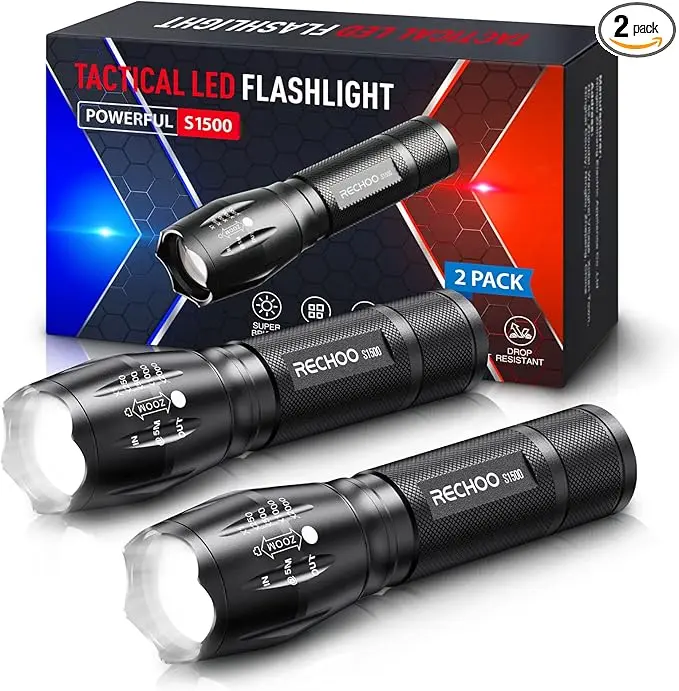 RECHOO 2 Pack LED Flashlights High Lumens