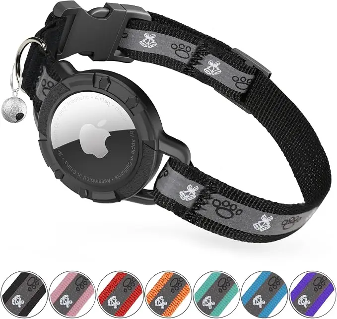 Reflective AirTag Cat Collar, Integrated Cat Tracker Collar