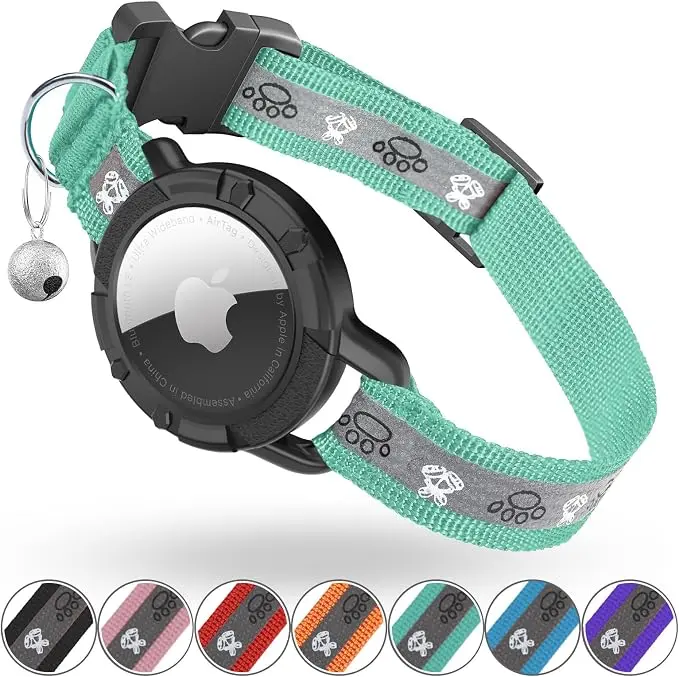 Reflective AirTag Cat Collar, Integrated Cat Tracker Collar