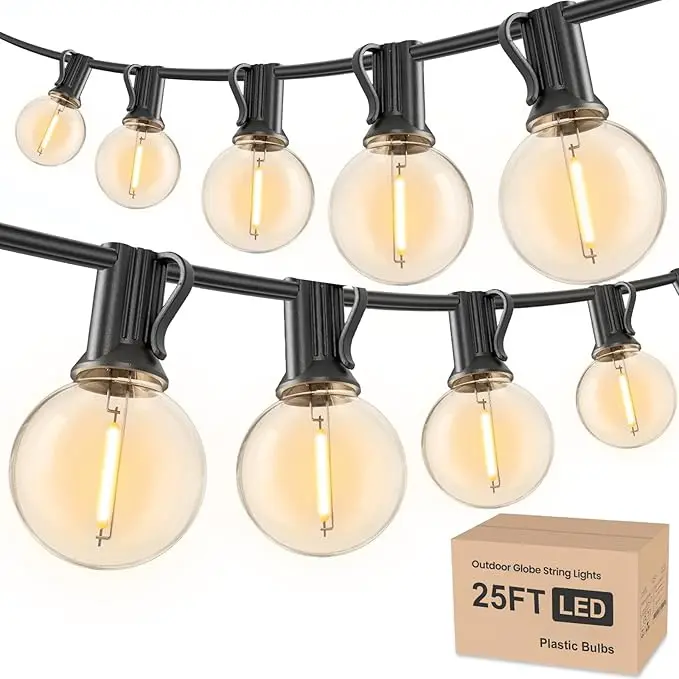RTTY Outdoor String Lights 25 FT, G40 Led Patio Globe Lights