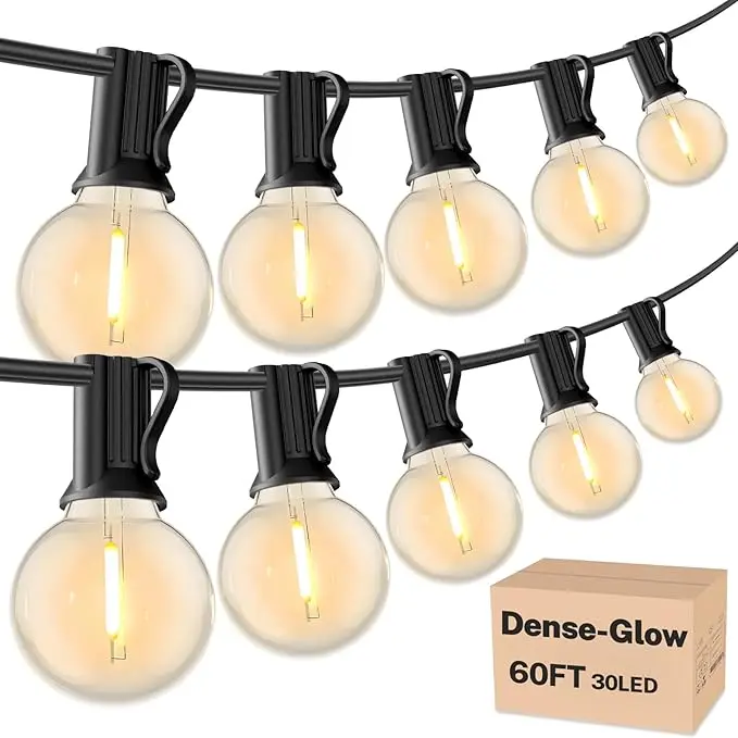RTTY Outdoor String Lights 60 FT, Patio Lights