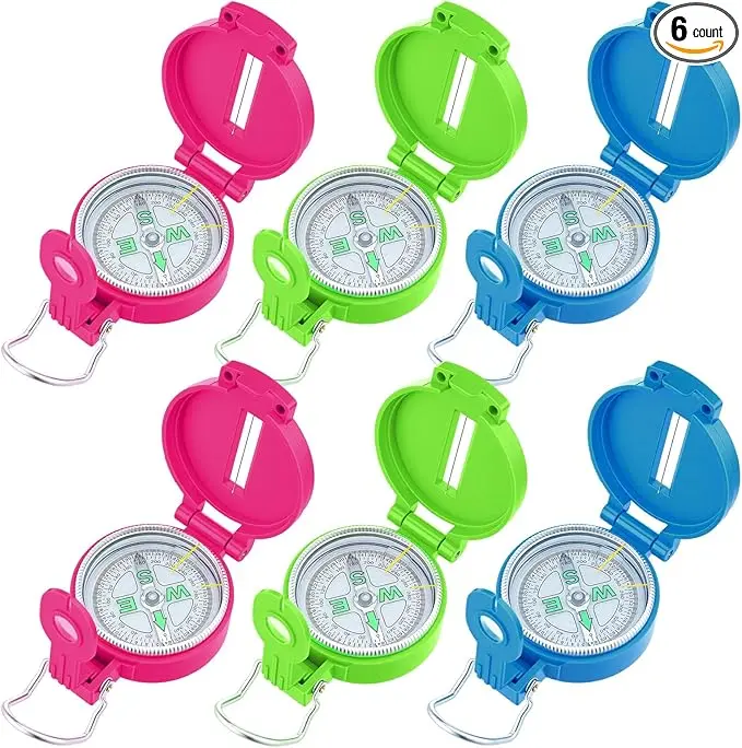 Sabary 6 Pack Multi-Color Mini Lensatic Compass
