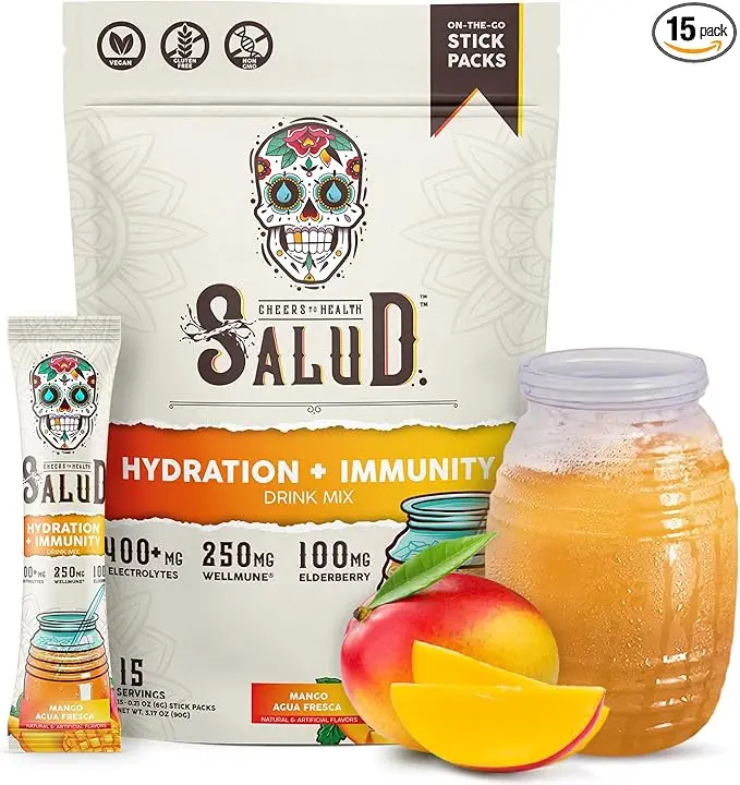 Salud 2-in-1 Hydration Packets + Immunity Electrolytes Powder, Mango