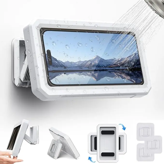 Shower Phone Holder Waterproof, 480° Rotatable, Compatible