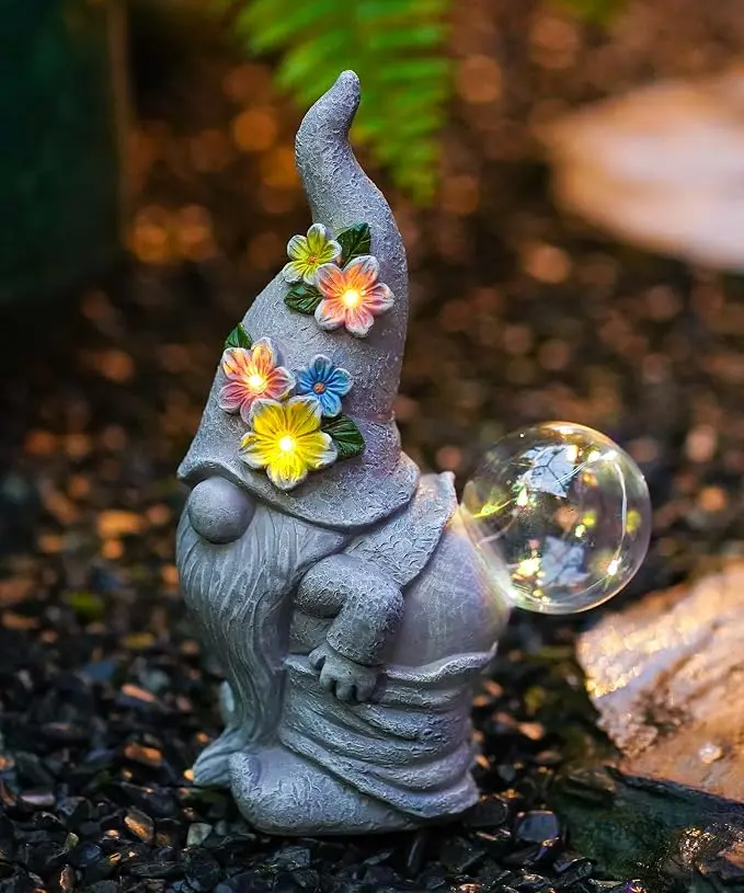 Solar Funny Garden Gnome Statue