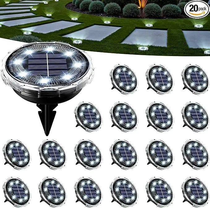 SOLPEX Solar Ground Lights 20 Pack, Solar Pathway Lights Outdoor Waterproof