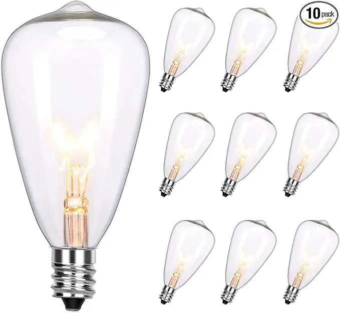 ST38 Edison Replacement Light Bulbs, 7W Clear Glass String Lights